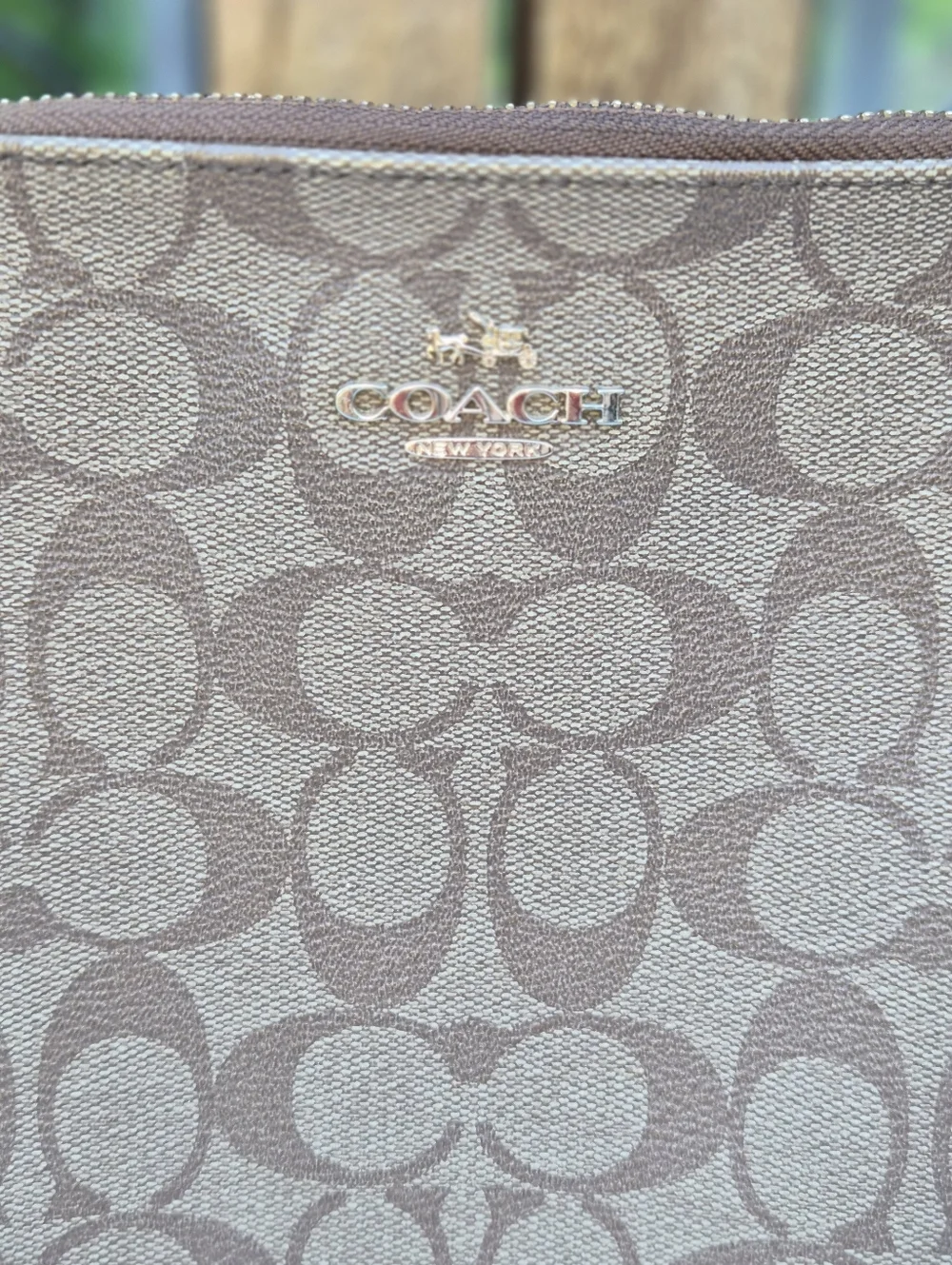 Coach Brown Signature Coated Canvas Crossbody With Leather Trim